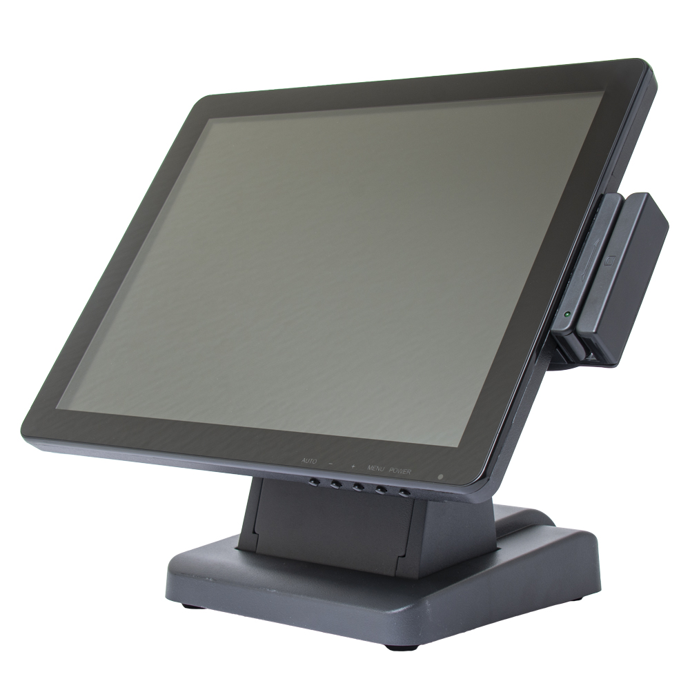 Монитор сенсорный Poscenter 15" (Touch, Г- обр. HDMI+VGA+AUX, Spk, MSR, БП, подставка ), черный